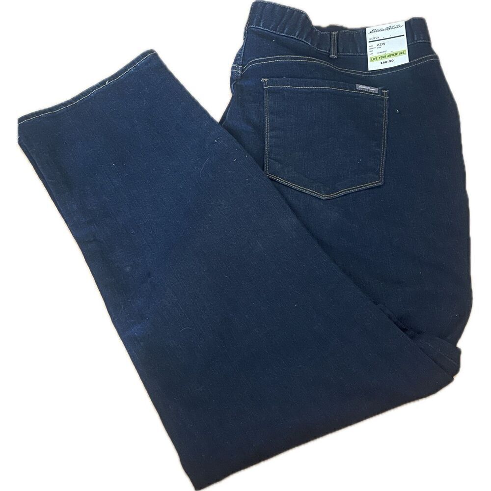 Eddie Bauer Women’s Curvy Straight Leg  Blue Jeans Size 22W NWT Retail $80